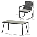 Outsunny 6 Seater Garden Dining Set with Cushions Rattan Backrest