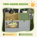 PawHut Tortoise House with Storage Cabinet, Lamp Holder, Openable Top