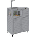 PawHut Tortoise House with Storage Cabinet, Lamp Holder, Openable Top