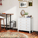 HOMCOM Fluted Bedroom Chest of Drawers w/ 5 Drawers Gold Tone Handles