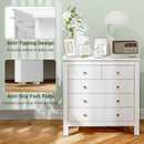 HOMCOM Fluted Bedroom Chest of Drawers w/ 5 Drawers Gold Tone Handles