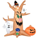 HOMCOM Halloween Inflatable Haunted Tree with Ghosts & Owl 8' 240cmLED Light