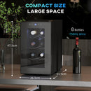 HOMCOM Freestanding Wine Cooler Fridge with 8 Bottle, 21 Litre Capacity