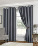 Lewis's Rhodes Eyelet Curtains - Charcoal
