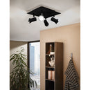 EGLO Tamara Ceiling Light with 4 Black Spotlights - Black