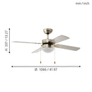EGLO Gelsina Ceiling Fan & Light - Steel & Satin Nickel