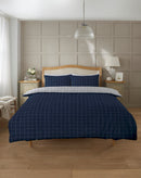 Lewis's Fletcher Check Duvet Set - Navy