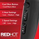 Red Hot 2200w Professional Hair Dryer With Diffuser