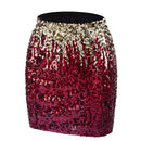 Shiny High-Waisted Sequin Mini Skirt - Red