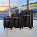 IT Luggage Plentitude II EVA Lightweight Suitcase - Cabin, Medium & Large Soft Shell Luggage - Black & Gold