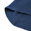 High Waist A-line Midi Skirt With Elastic Waistband And Pockets - Blue