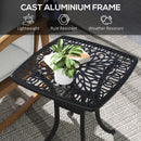 Outsunny Cast Aluminium Bistro Table with Umbrella Hole, Black