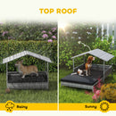 PawHut Extendable Rattan Dog House w/ Water-Resistant Roof - Charcoal Grey