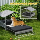 PawHut Extendable Rattan Dog House w/ Water-Resistant Roof - Charcoal Grey