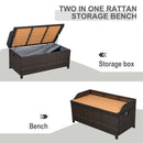 Outsunny PE Rattan Bench Patio Wicker Storage Basket Seat Furniture, 102Lx51Wx51H cm-Mixed Brown