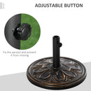Outsunny 13KG Round Parasol Base Heavy Duty Cement Stand Umbrella Holder Bronze