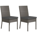 Outsunny Rattan Garden Chairs with Cushion, Wicker Dining Chairs, Grey