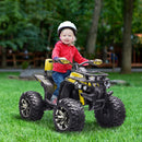 HOMCOM 12V Quad Bike ATV with LED Lights, Music, for Boys Girls, Yellow
