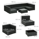 Outsunny 7PC Rattan Garden Furniture Set Coffee Table Buckle Structure, Brown