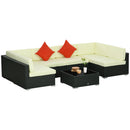 Outsunny 7PC Rattan Garden Furniture Set Coffee Table Buckle Structure, Brown