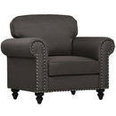 HOMCOM Mid-Century Armchair Upholstered Accent Chair w/ Wood Frame, Brown