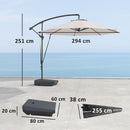 Outsunny Garden Cantilever Parasol with Cover Weighted Base Wind Strap