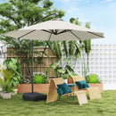 Outsunny Garden Cantilever Parasol with Cover Weighted Base Wind Strap