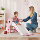 AIYAPLAY 3 in 1 Kids Slide with Climber, Basketball Hoop and Ball, Pink