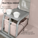 Outsunny 2 Person Covered Patio Swing With Pivot Table & Storage Console Beige