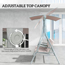 Outsunny 2 Person Covered Patio Swing With Pivot Table & Storage Console Beige