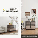 PawHut 80cm Dog Crate Furniture Dog Cage End Table Indoor w/ Doors, Cushion