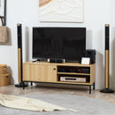 HOMCOM TV Stand Cabinet with Sliding Door for Living Room Natural