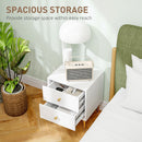 HOMCOM Modern Bedside Table with Drawer, Side Table with Metal Legs, White