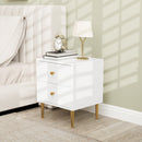HOMCOM Modern Bedside Table with Drawer, Side Table with Metal Legs, White
