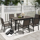 Outsunny 6 Seater Aluminium Garden Dining Set with Stackable Chairs, Natural