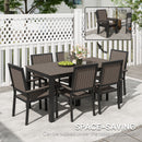 Outsunny 6 Seater Aluminium Garden Dining Set with Stackable Chairs, Natural