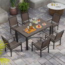 Outsunny 6 Seater Aluminium Garden Dining Set with Stackable Chairs, Natural