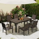 Outsunny 6 Seater Aluminium Garden Dining Set with Stackable Chairs, Natural