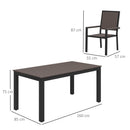 Outsunny 6 Seater Aluminium Garden Dining Set with Stackable Chairs, Natural