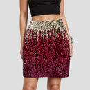 Shiny High-Waisted Sequin Mini Skirt - Red