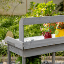 Outsunny Garden Potting Table Wooden Workstation w/ Metal Tabletop, Drawer, Shelves