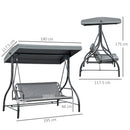 Outsunny 3 Seater Canopy Swing Chair Porch Hammock Bed Rocking Bench