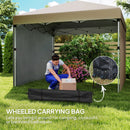 Outsunny 3x3 (M) Pop Up Gazebo Party Tent w/ 2 Sidewalls, Weight Bags Khaki