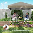 Outsunny 3x3 (M) Pop Up Gazebo Party Tent w/ 2 Sidewalls, Weight Bags Khaki