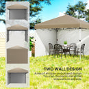 Outsunny 3x3 (M) Pop Up Gazebo Party Tent w/ 2 Sidewalls, Weight Bags Khaki