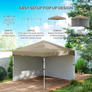 Outsunny 3x3 (M) Pop Up Gazebo Party Tent w/ 2 Sidewalls, Weight Bags Khaki