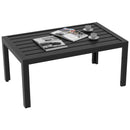 Outsunny Outdoor Side Table Garden Table with Steel Frame and Slat Top