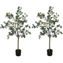 HOMCOM 2 Pack Artificial Plants, Faux Silk Eucalyptus Trees, 120cm