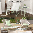 Outsunny 46cm Round Garden Table, Small Side Table w/ Removable Tray, Green