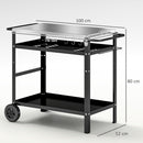 Outsunny BBQ Trolley with Stainless Steel Top, Movable Pizza Table, Black